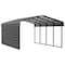 Arrow Storage Products Galvanized Steel Carport, W/ 1-Sided Enclosure, Compact Car Metal Carport Kit, 12'x20'x7', Charcoal CPHC122007ECL1 - alternate 1